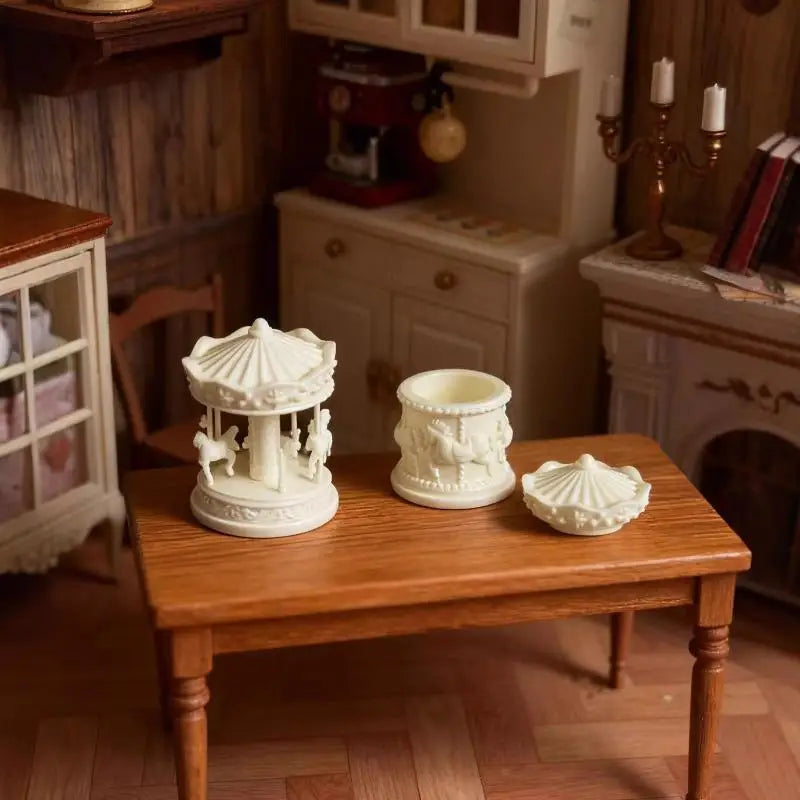 Dollhouse Miniature Carousel Storage Box | 1:12 Scale Model Dollhouse Accessory QXL