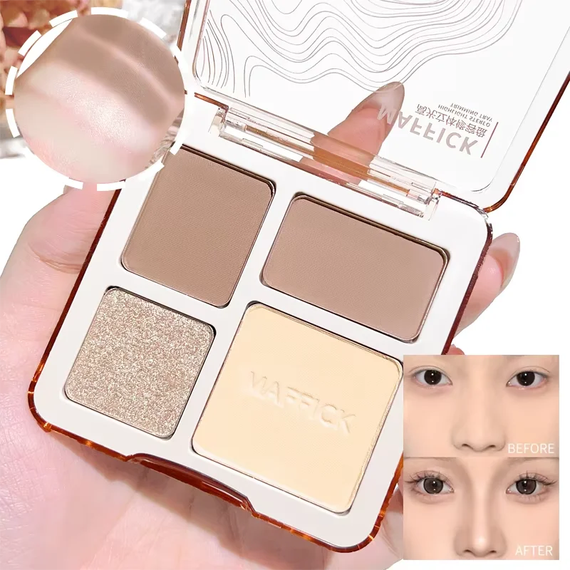 4-Color Highlight & Contour Palette | Matte & Shimmer Contour Highlight Palette QXL