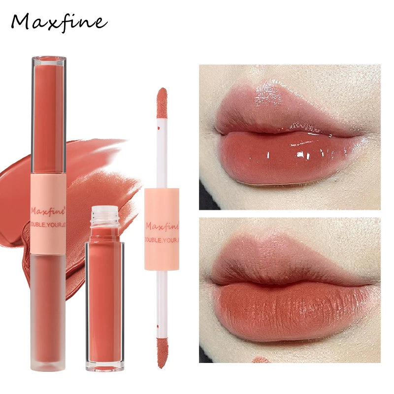 MAXFINE Double-End Lip Glaze | Gloss & Matte Velvet Finish Lip Glaze QXL