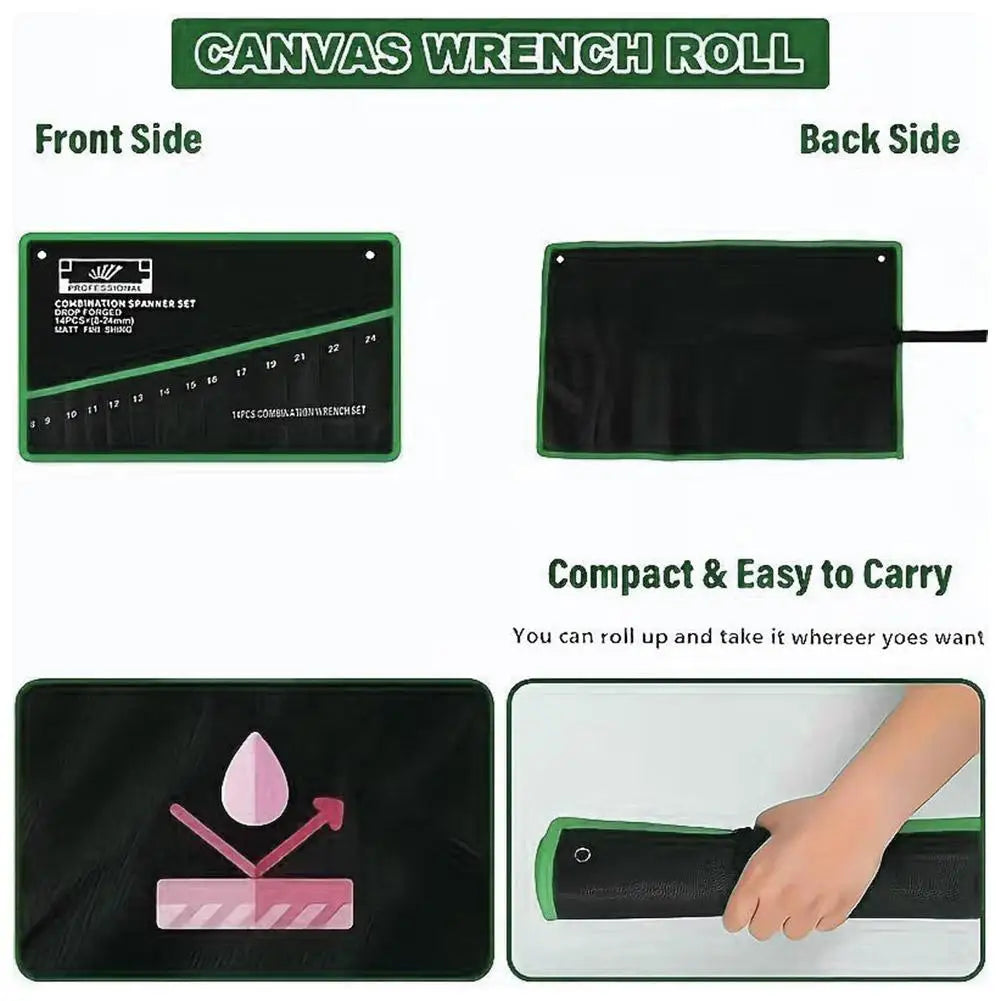 16-Pocket Wrench Organizer Pouch | Hand Tool Storage Bag Tool Storage Bag QXL