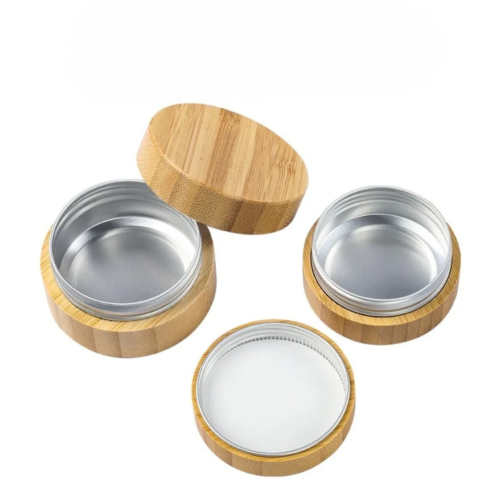 Bamboo Refillable Cream Jar | Airtight Travel Cosmetic Container Cosmetic Storage Jar QXL