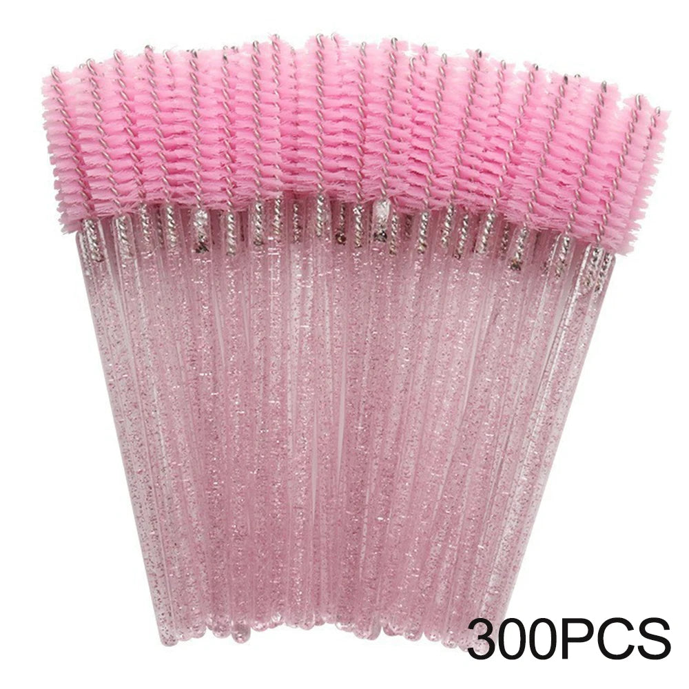 Disposable Mascara Wands & Spoolie Brushes 100/300 Pack Disposable Spoolie Brush QXL CrystalPink 300pcs