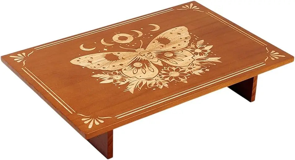 Butterfly Moon Phase Wooden Altar Table 12x7.8" | Wiccan Shrine Wooden Altar Table QXL AECH04-16754