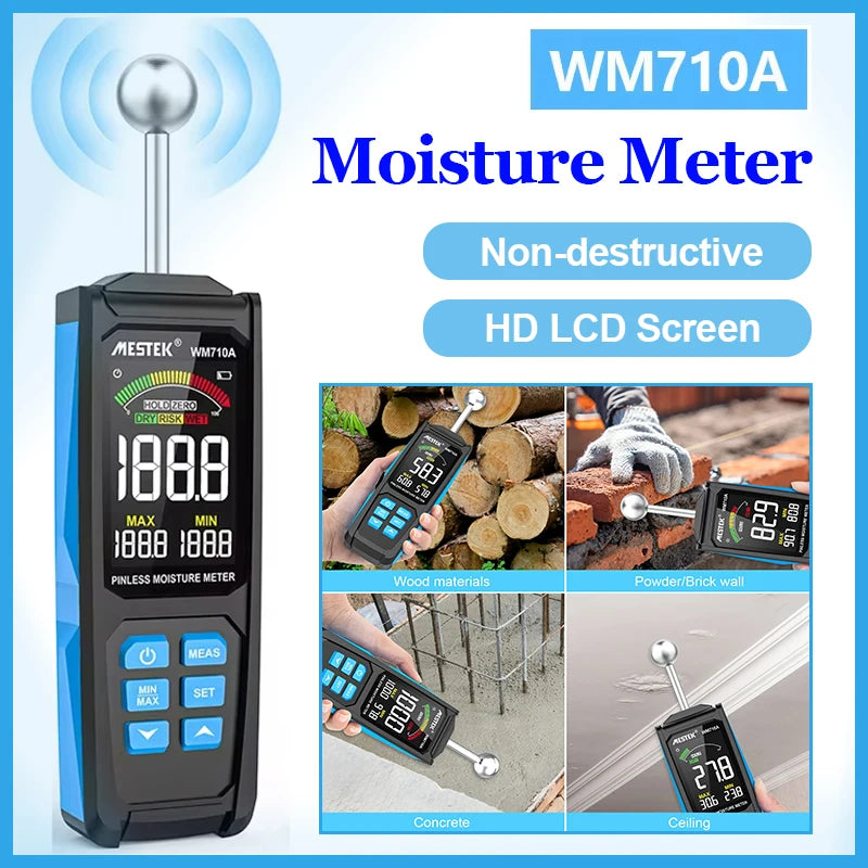 Pinless Wood Moisture Meter | Spherical Probe Damp Detector Moisture Meter QXL
