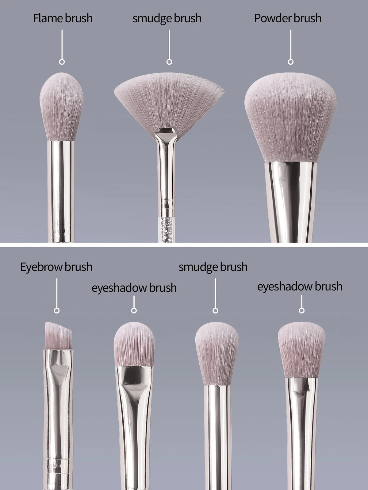 KOSSHOW 13-Pc Silver Diamond Handle Makeup Brush Set Makeup Brush Set QXL