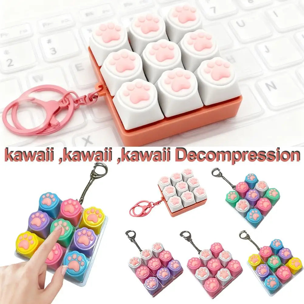 9-Key Mechanical Keyboard Fidget Clicker Keychain Toy Fidget Clicker Toy QXL
