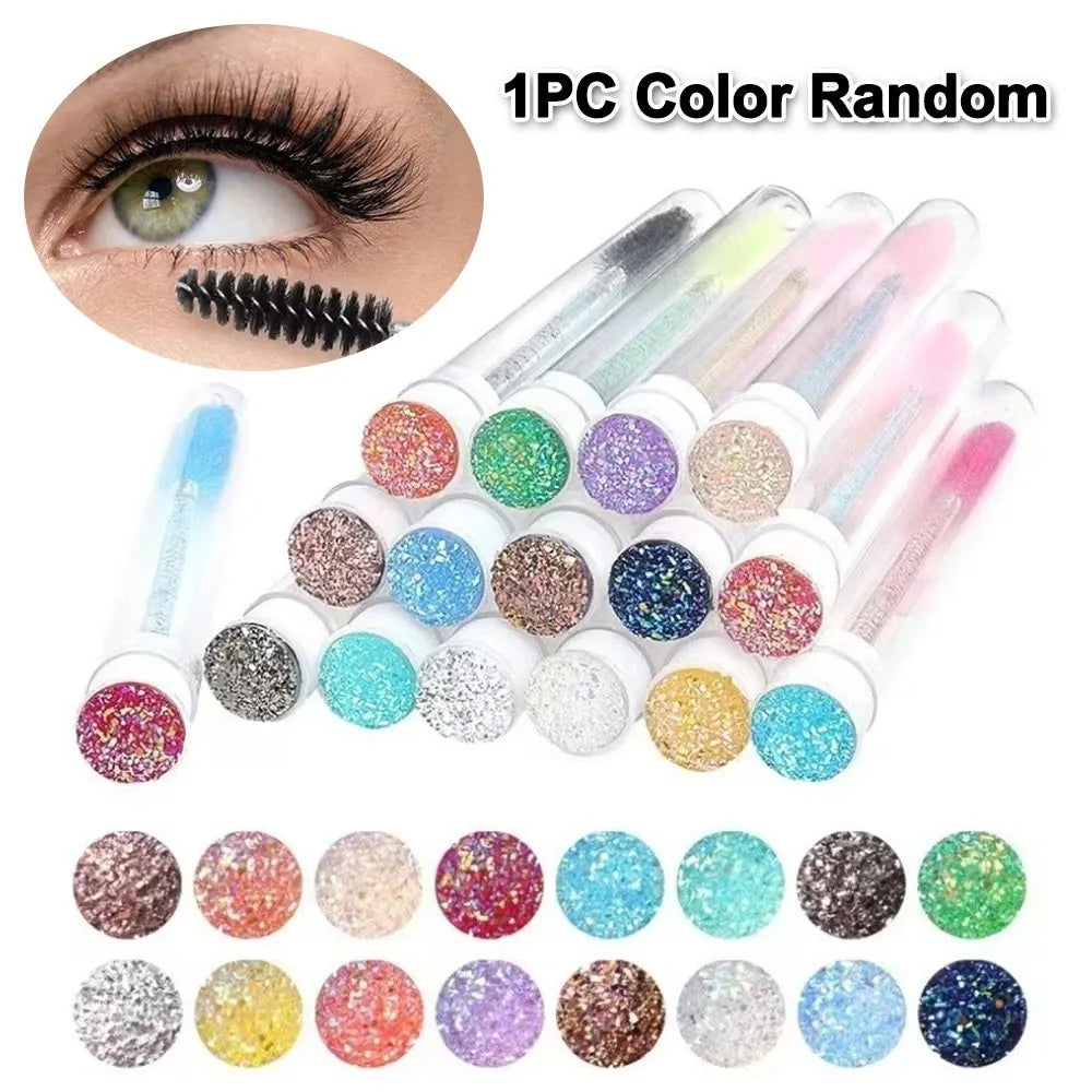 Reusable Sparkling Mascara Wand & Eyelash Brush in Tube Case Mascara Wand Brush QXL