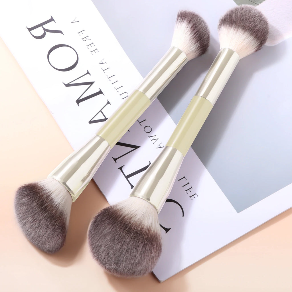 2-Pc Double-Headed Makeup Brush Set | Contour & Blush Combo Makeup Brush Set QXL