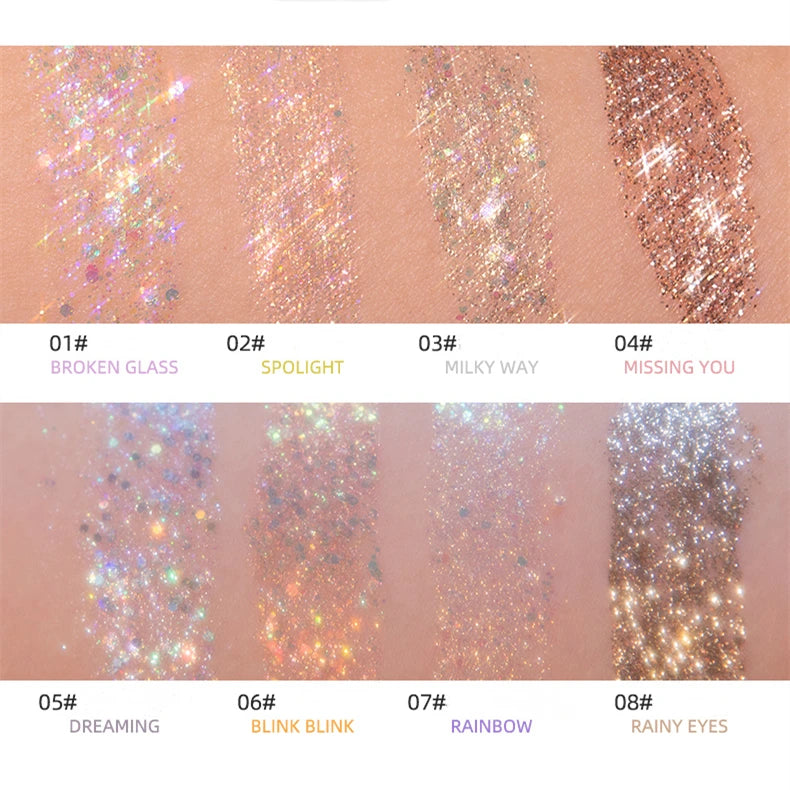 Flortte Liquid Eyeshadow Shimmer Glitter Highlighter Liquid Eyeshadow QXL