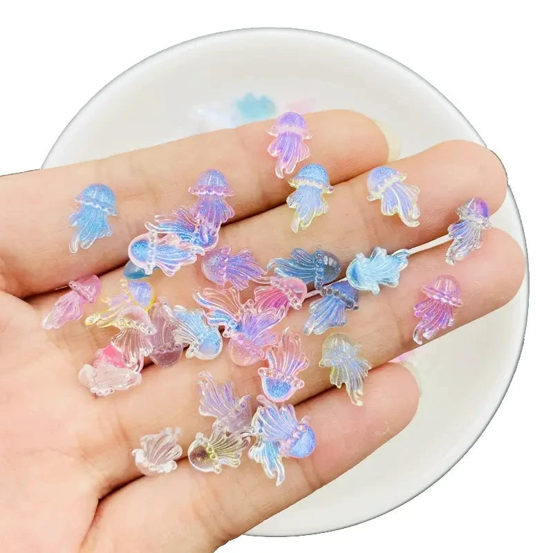 20-Pack 3D Kawaii Jellyfish Flatback Resin Nail Art Charms Nail Art Charms QXL