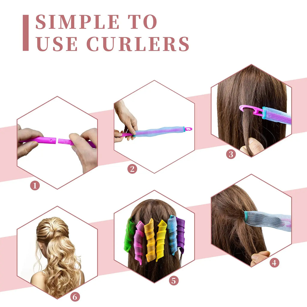 18-Pack Soft Magic Hair Rollers | No-Heat Curling Rods Hair Rollers QXL