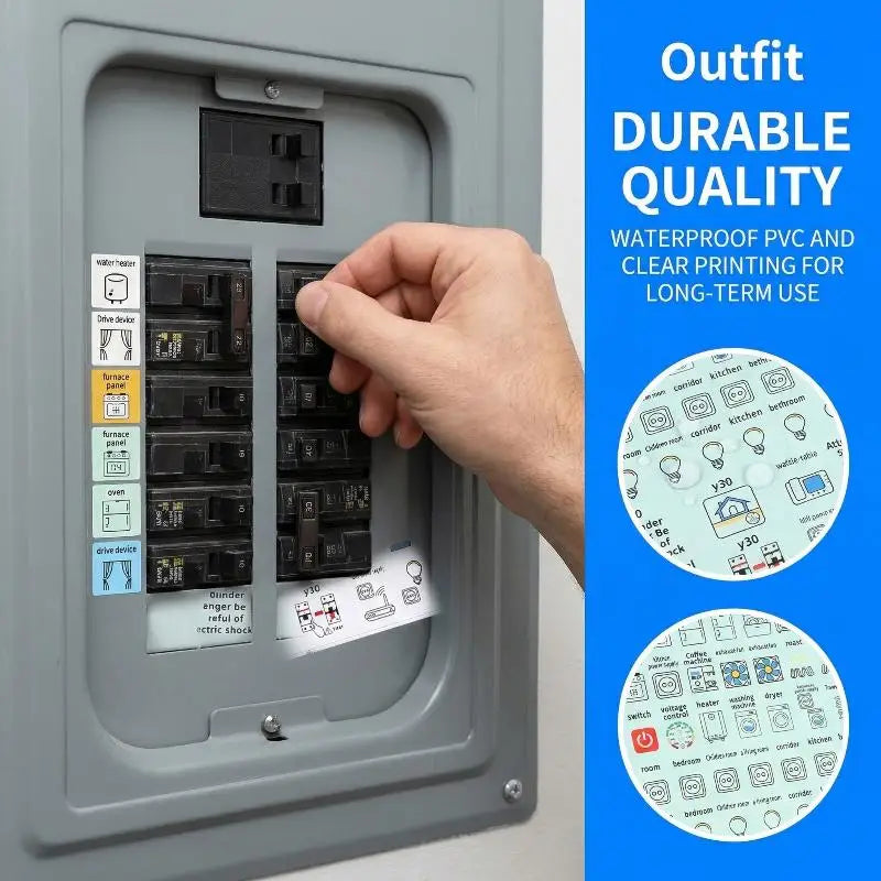 Circuit Breaker Panel Label Stickers | Waterproof PVC 2/5 Pack Panel Label Stickers QXL green 5sheets