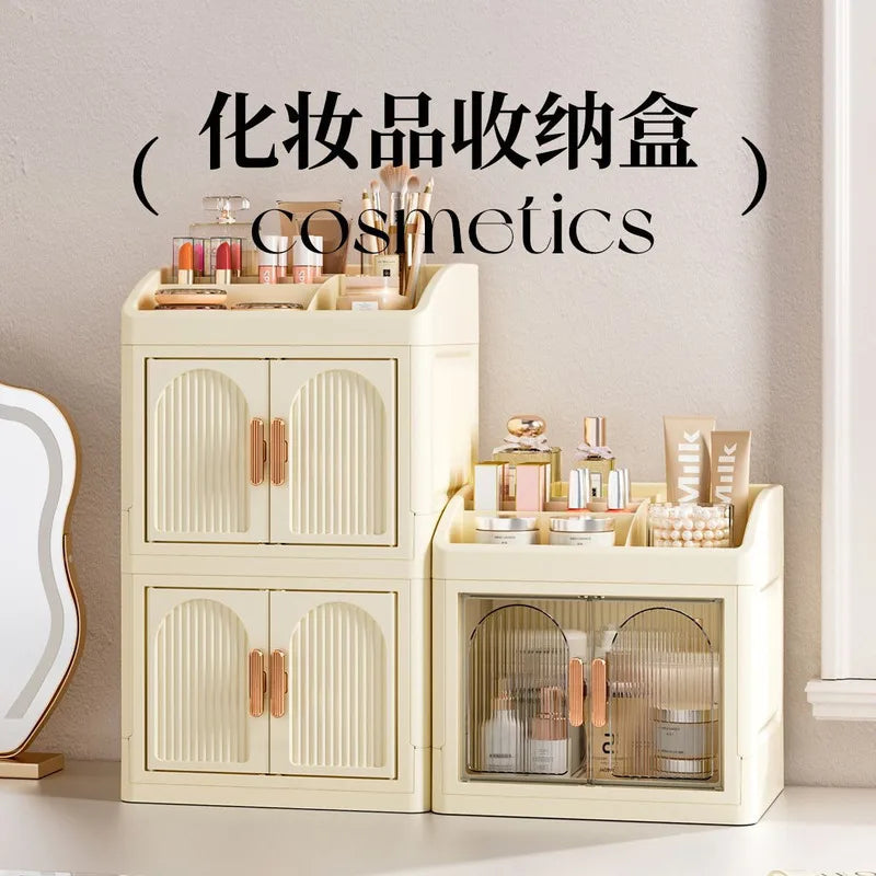 Foldable Multi-Layer Desktop Cosmetics Organizer Cabinet Cosmetics Organizer QXL