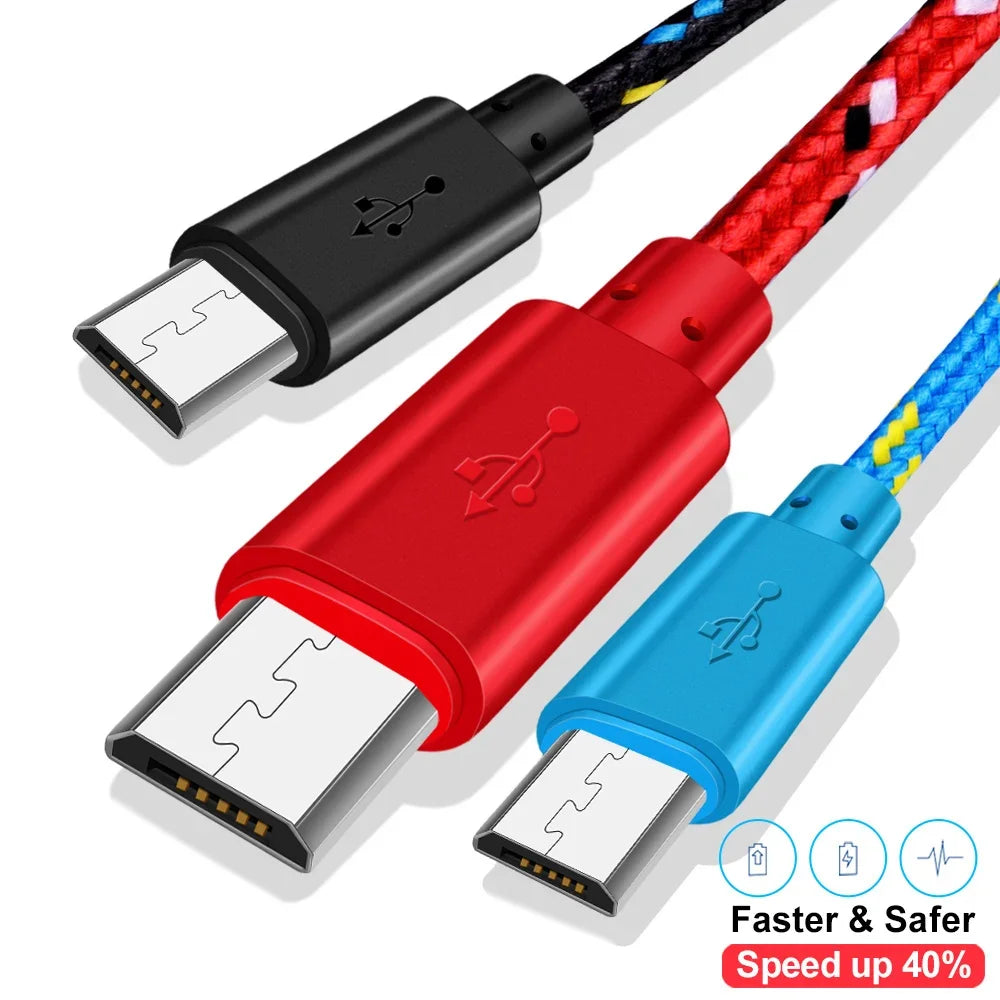Nylon Braided Micro USB Cable 0.5m–3m | 2.4A Fast Charging Micro USB Cable QXL