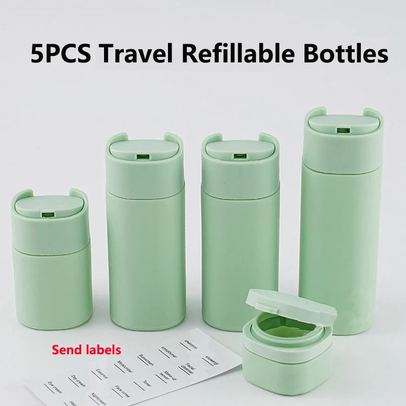 5-Piece Travel Refillable Bottle Set | 15–100ml Containers Travel Bottle Set QXL