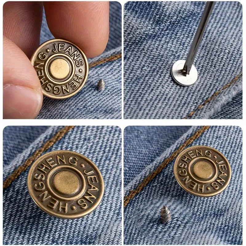 10-Pack No-Sew Bronze Metal Jeans Buttons | Snap Fasteners Metal Snap Buttons QXL