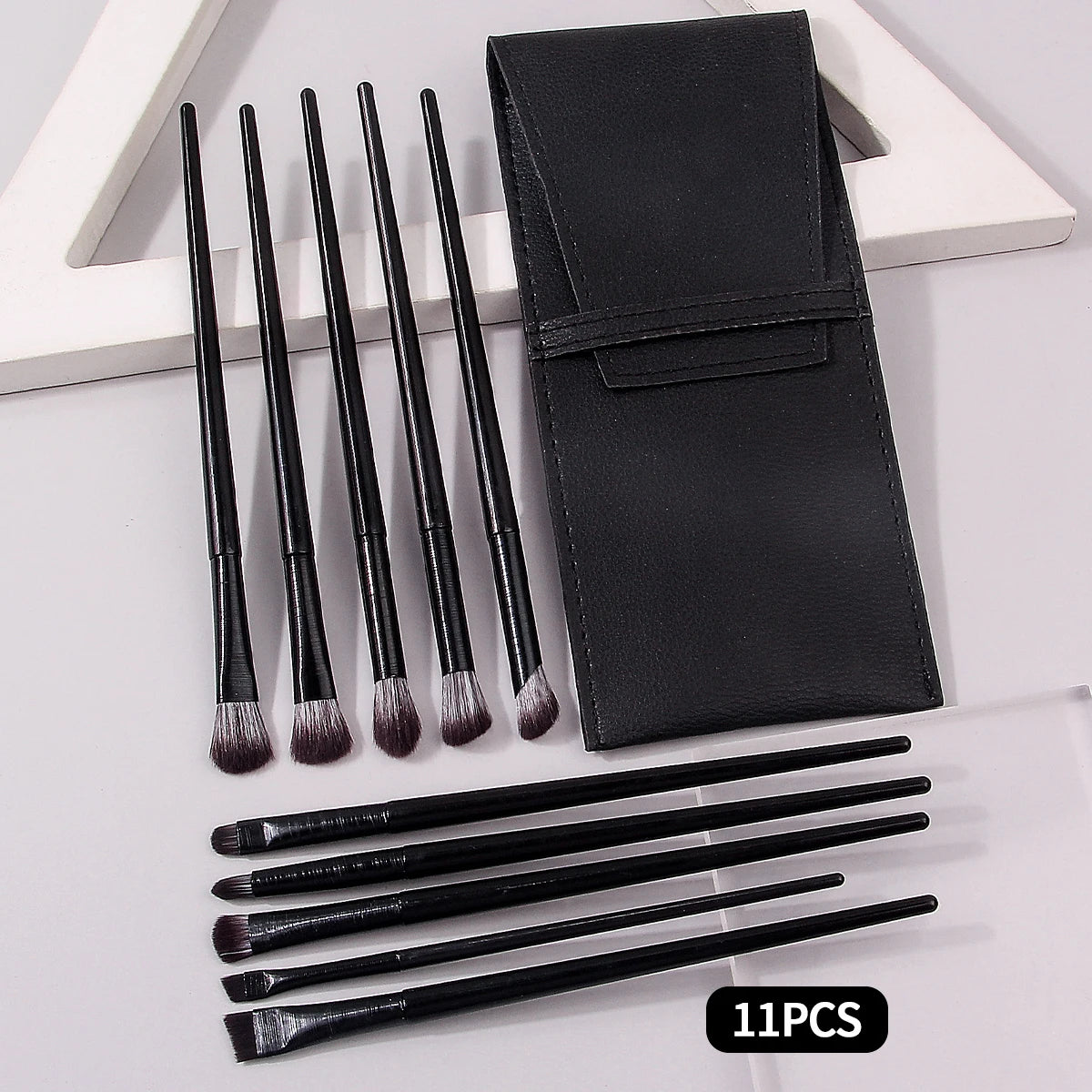 10-Pc Eye Makeup Brush Set – Eyeliner, Eyeshadow & Pouch Eye Makeup Brush Set QXL