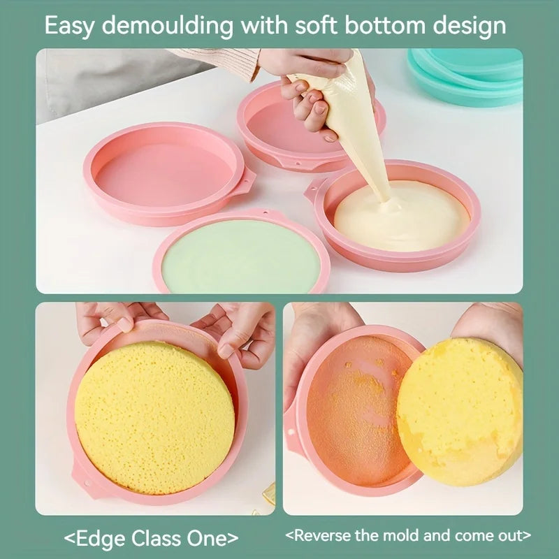 Silicone Cake Mold Set | Non-Stick Round Baking Pans Silicone Baking Mold QXL