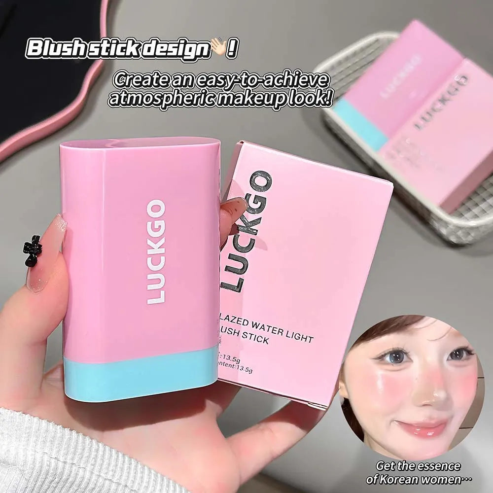 LUCKGO Glazed Watery Blush Stick | Cream Cheek & Lip Tint Cream Blush Stick QXL