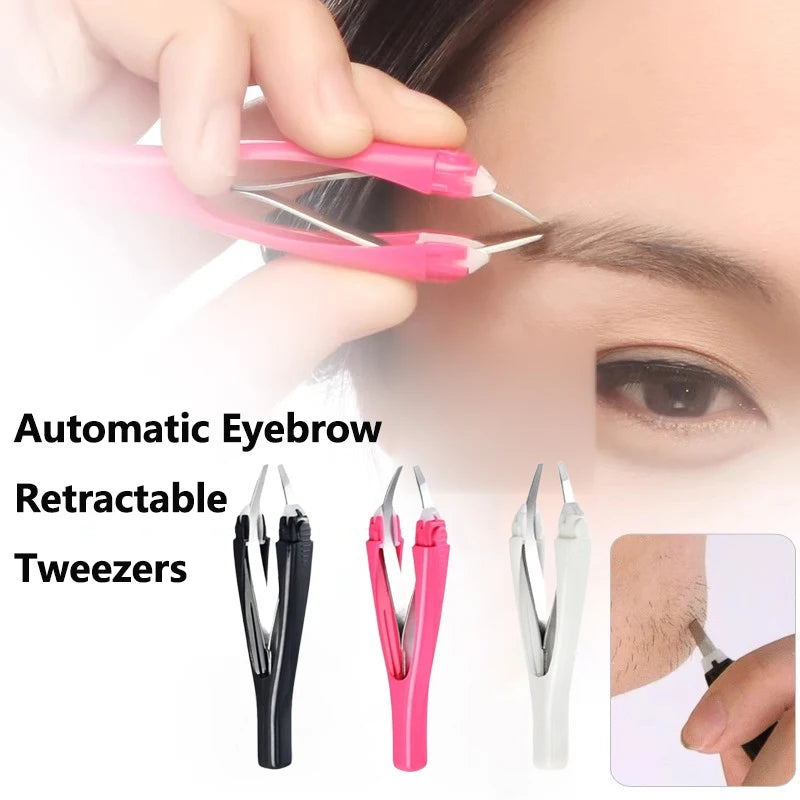Retractable Automatic Eyebrow Tweezer | Portable Stainless Steel Eyebrow Tweezer QXL