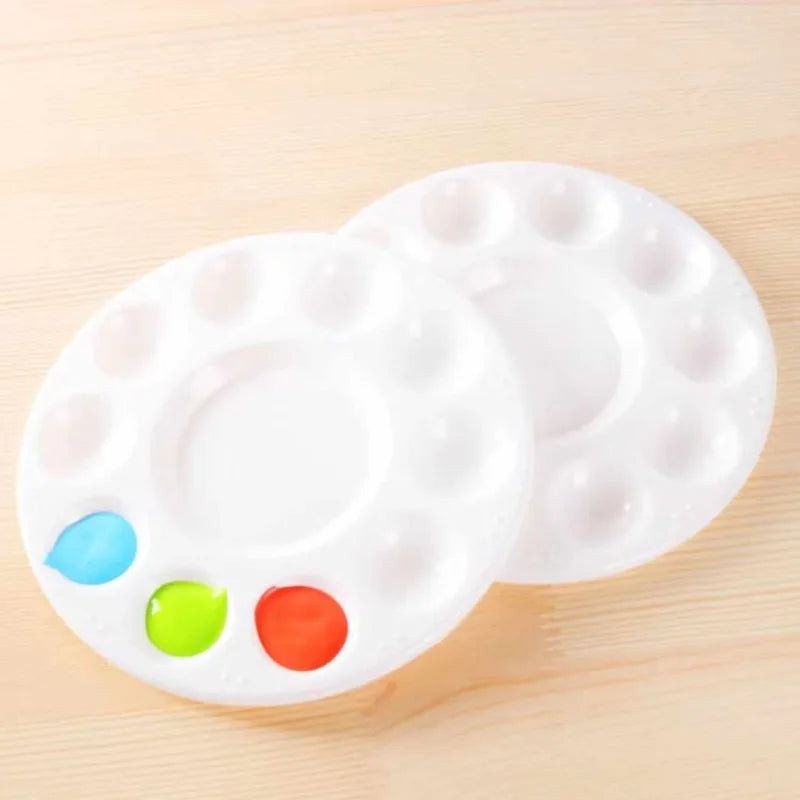 Round White Plastic Paint Palette for Students & Art Classes Art Paint Palette QXL