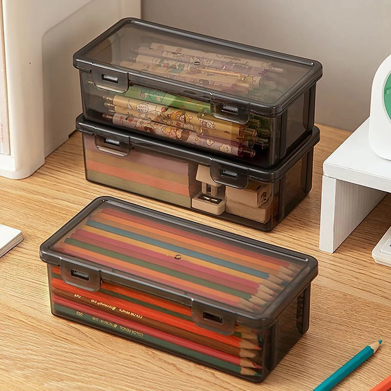 Transparent Stackable Pencil Case Box | Large Capacity Storage Pencil Storage Box QXL