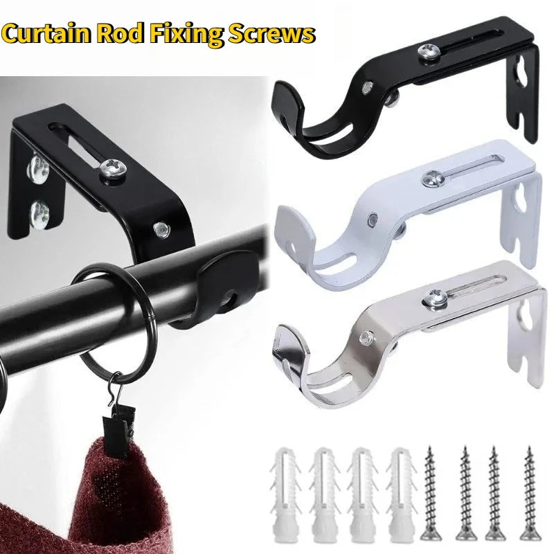 2-Pack Adjustable Wall-Mount Curtain Rod Brackets – Metal Curtain Rod Brackets QXL