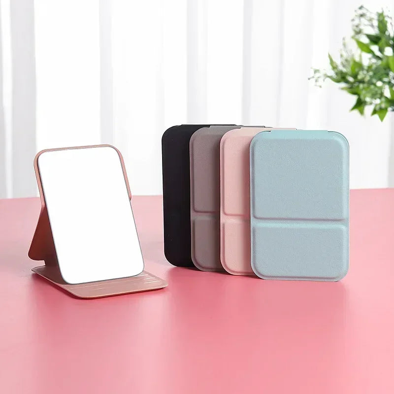 Foldable PU Leather Compact Makeup Mirror for Travel & Desk Compact Makeup Mirror QXL