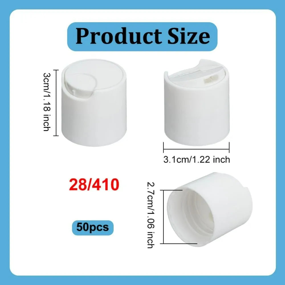 50-Pack White Disc Top Caps 28/410 | Press Flip Bottle Caps Disc Top Bottle Caps QXL