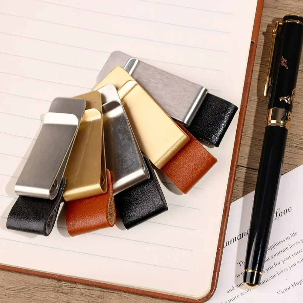 Leather & Brass Pen Holder Clip for Travelers Notebook Journal Pen Holder Clip QXL