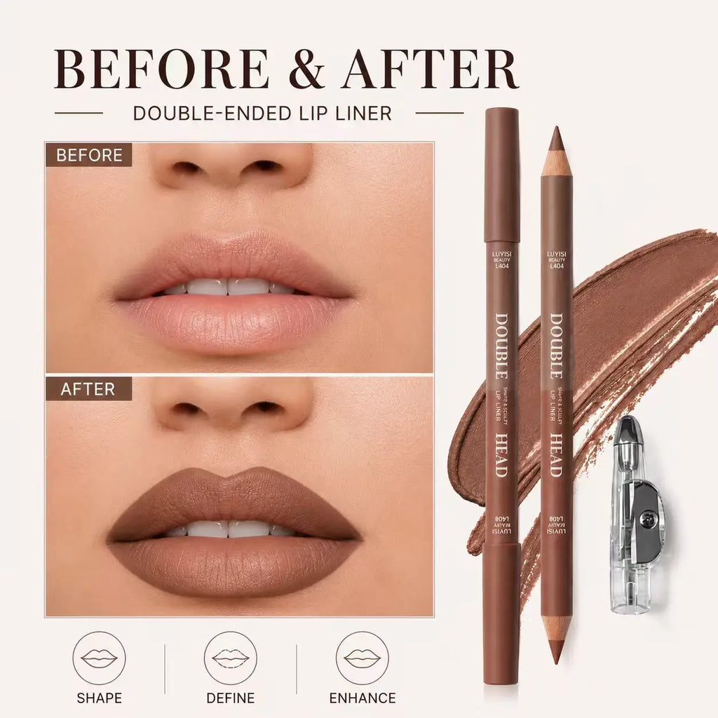 Matte Double-Ended Lip Liner + Sharpener | Waterproof Lip Liner Pencil QXL