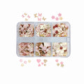 6-Box Nail & Face Glitter Set | Butterfly Flower Designs Nail Art Glitter Set QXL Pink Gold Series
