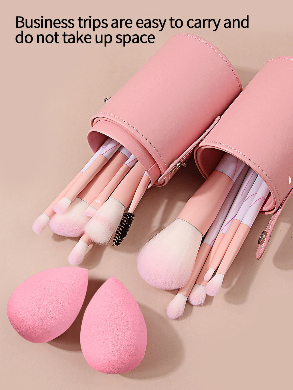 KOSSHOW 12-Pc Makeup Brush Set with PU Holder & Sponge Makeup Brush Set QXL
