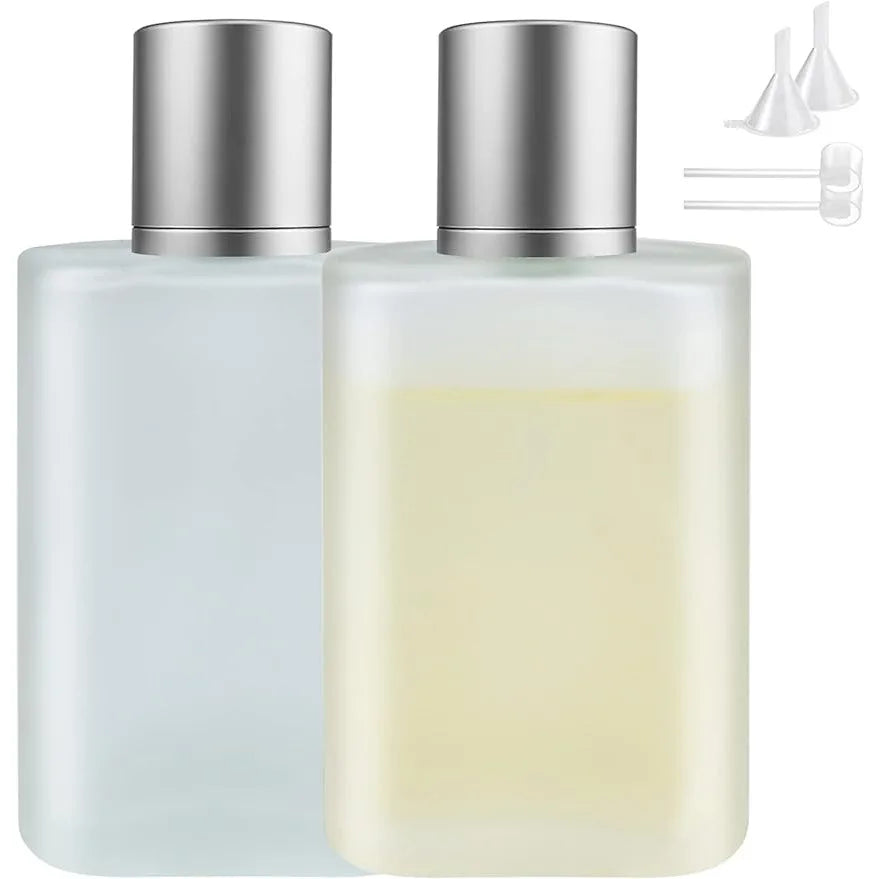 2-Pack Refillable Frosted Glass Perfume Atomizer Bottles + Funnel Perfume Atomizer Bottle QXL