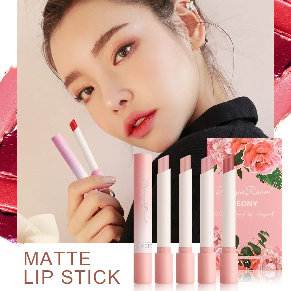 Dragon Ranee 4-Pc Velvet Matte Lipstick Set | Cigarette Design Matte Lipstick Set QXL