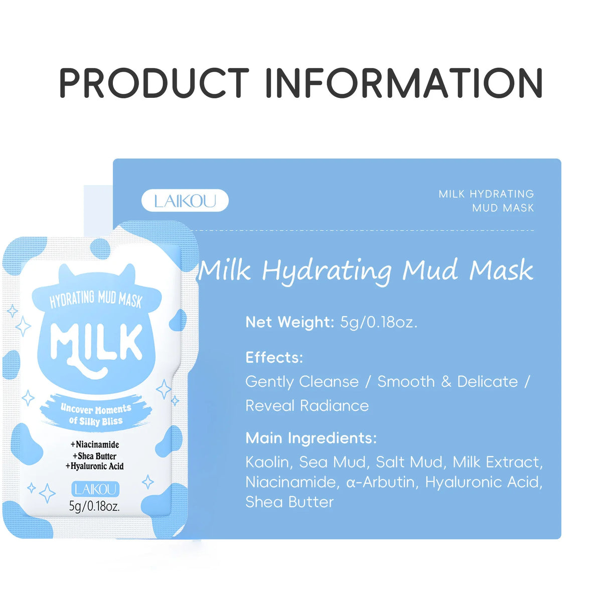 LAIKOU Milk Mud Face Mask – Niacinamide, Pore Cleansing & Hydrating Hydrating Mud Face Mask QXL