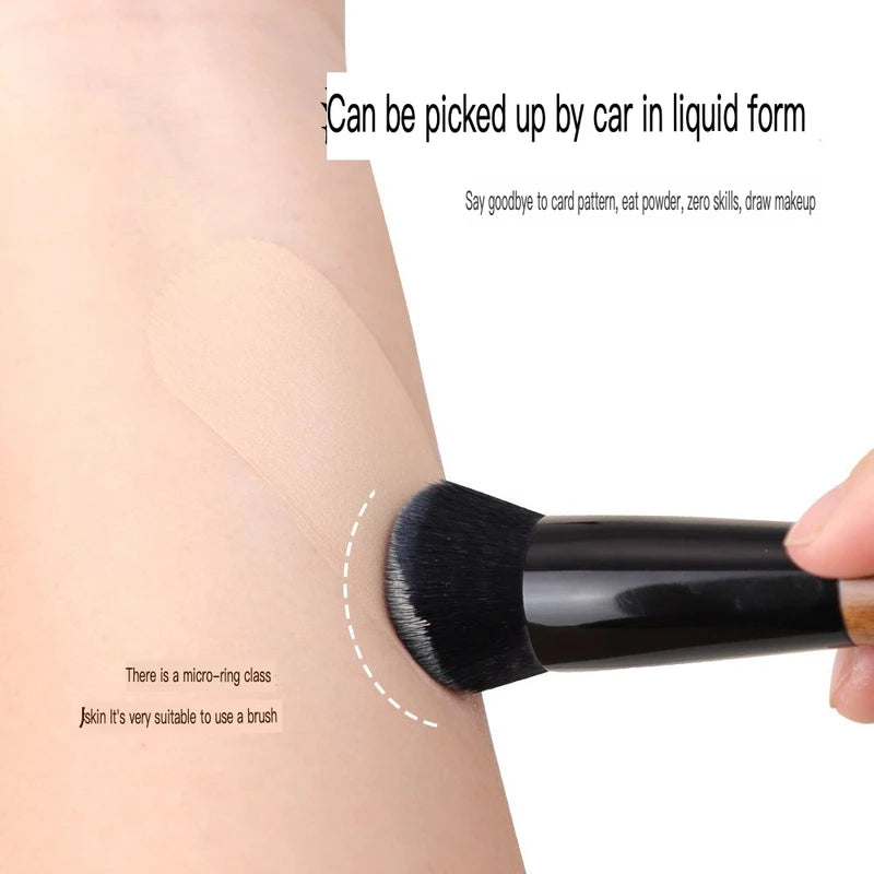 Walnut Wood Foundation Brush | Non-Absorbent Wool Fiber T02 Foundation Makeup Brush QXL