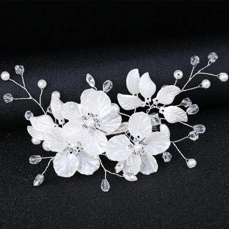 Crystal Pearl Flower Bridal Hairpin | Handmade Wedding Hair Bridal Hair Accessory QXL