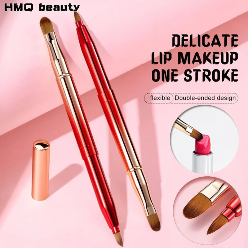 Retractable Double-Ended Lip Gloss Brush with Protective Cap Lip Makeup Brush QXL