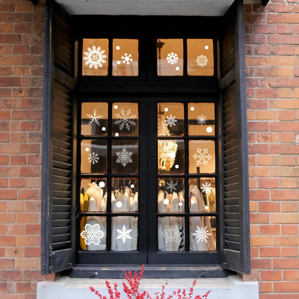37-Pc Christmas Glitter Snowflake Window Clings & Static Decals Window Cling Decals QXL