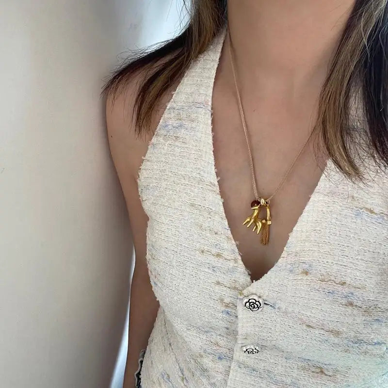 Horse Tassel Pendant Necklace | Y2K Wax Rope Choker Women Pendant Necklace QXL