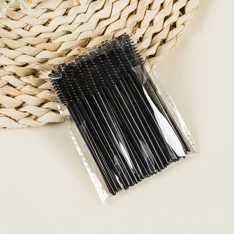Disposable Mascara Wands & Eyebrow Spoolie Brushes Set Disposable Spoolie Brushes QXL 50pcs black Wool Fiber