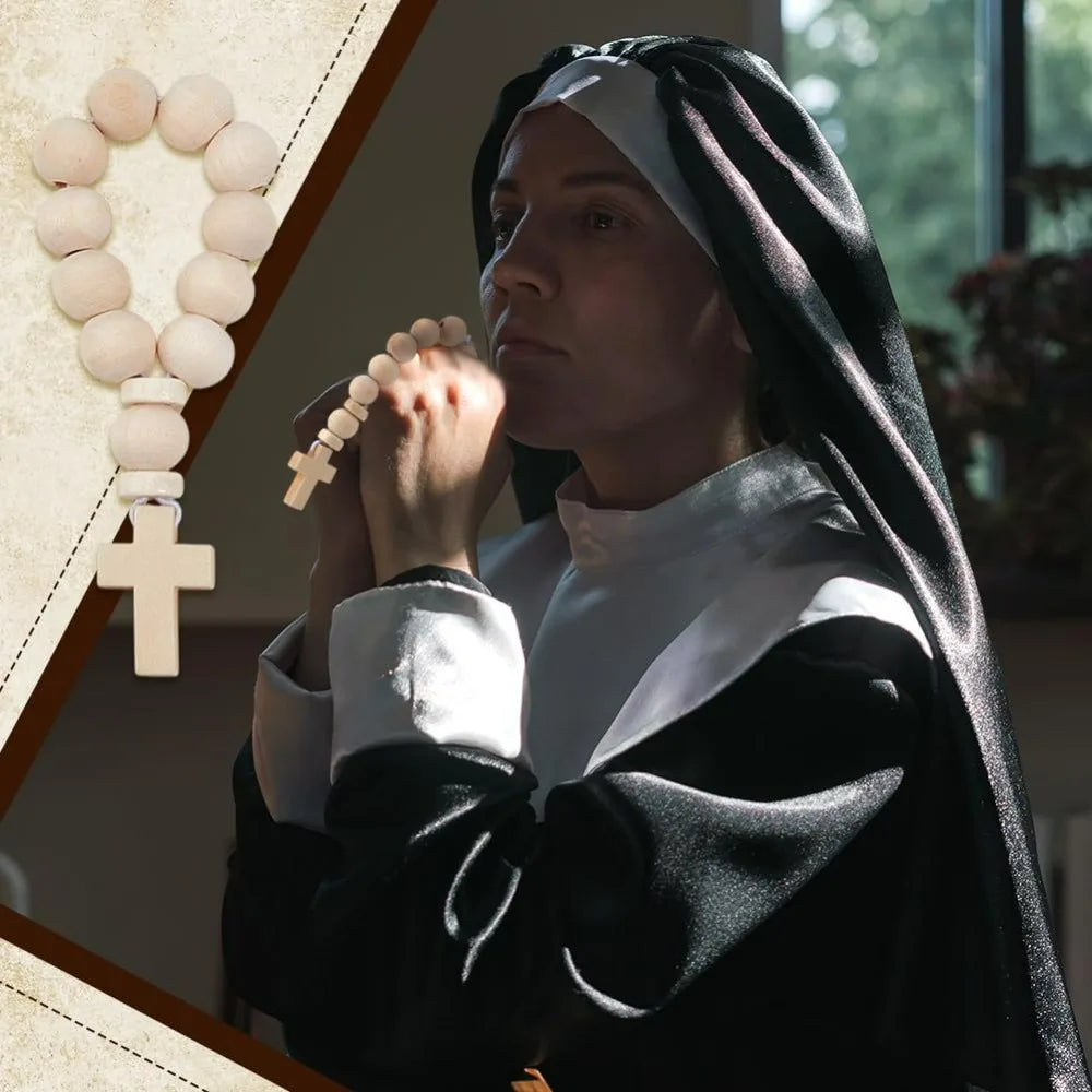 36-Pack Mini Wooden Rosary Beads with Cross Pendant | 3.6" Rosary Bead Set QXL
