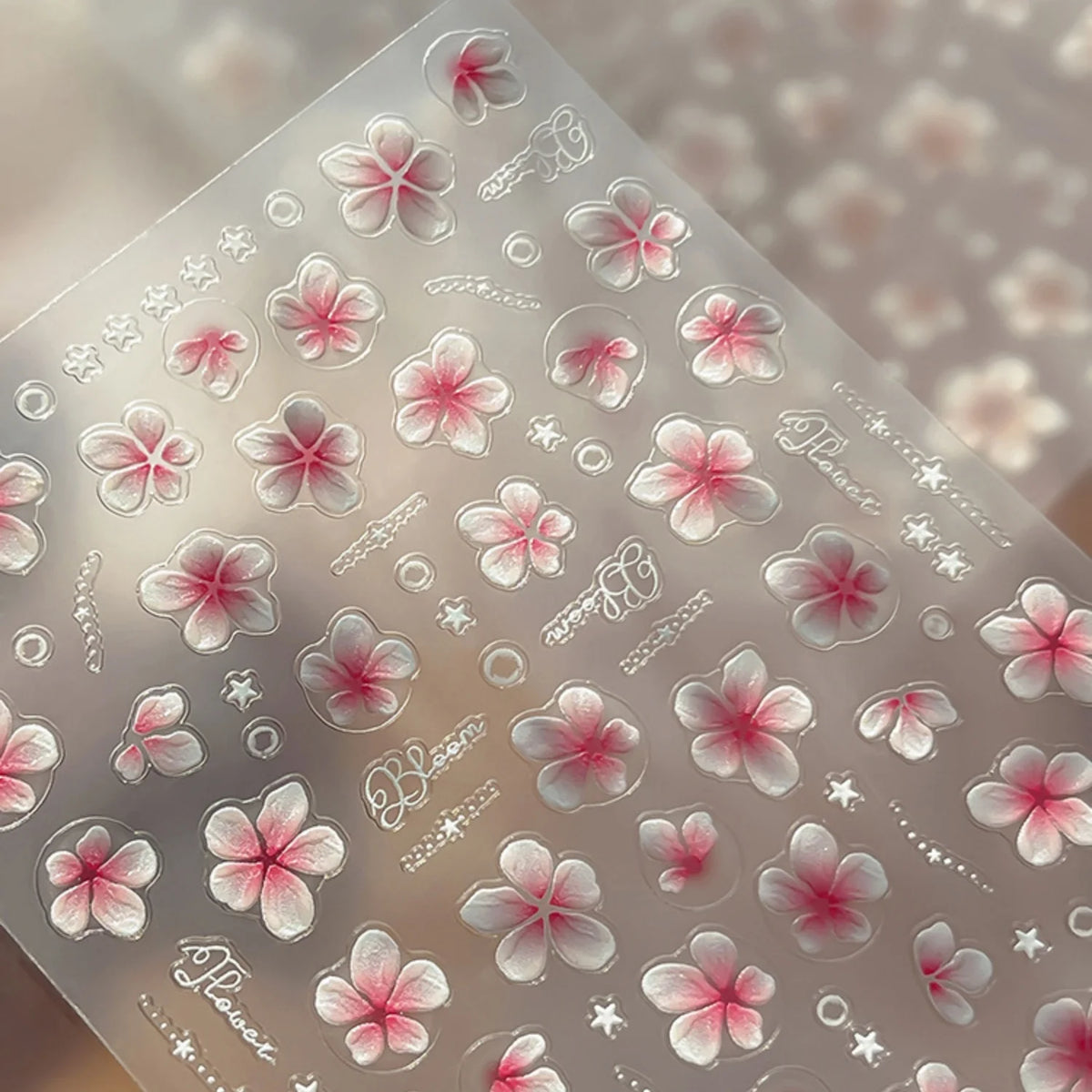 Gradient Plumeria 5D Nail Stickers | Floral Adhesive Decals Nail Art Stickers QXL