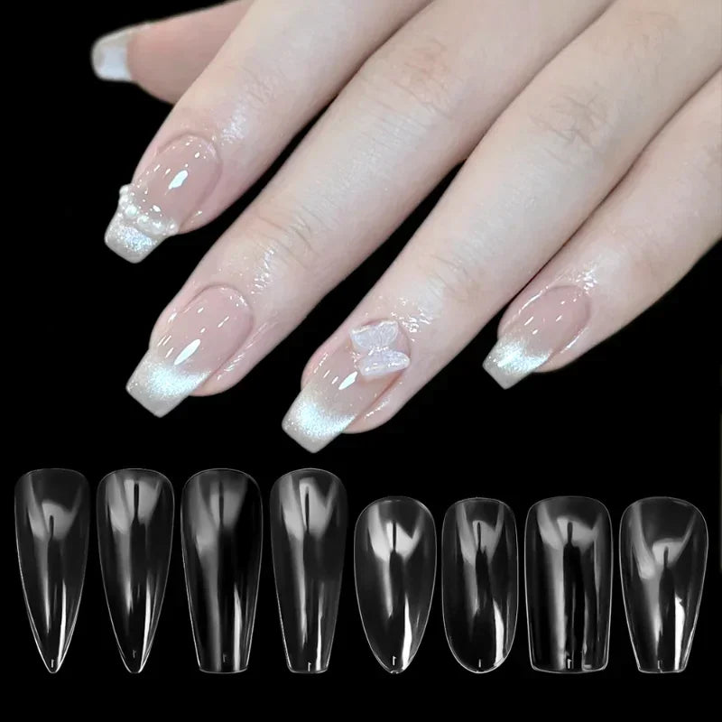 240-Pc Transparent Coffin & Stiletto False Nail Tips | Full Cover False Nail Tips QXL