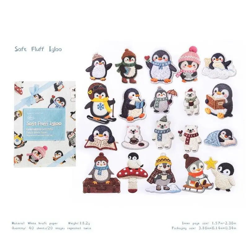 40-Pack Embroidered Animal Stickers for Scrapbooking & DIY Decorative Craft Stickers QXL A5