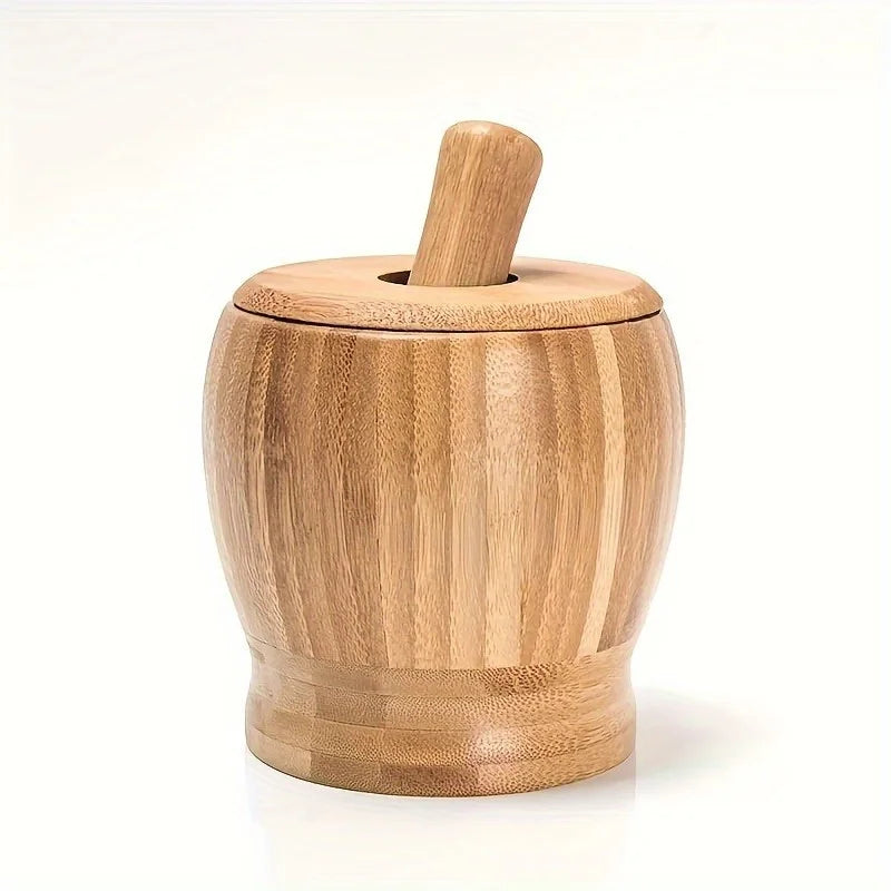 Bamboo Mortar & Pestle Set | Garlic, Herb & Spice Grinder Mortar and Pestle QXL