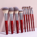 MAANGE 9-Pc Makeup Brush Set | Kabuki, Foundation & Eyeshadow Makeup Brush Set QXL Red