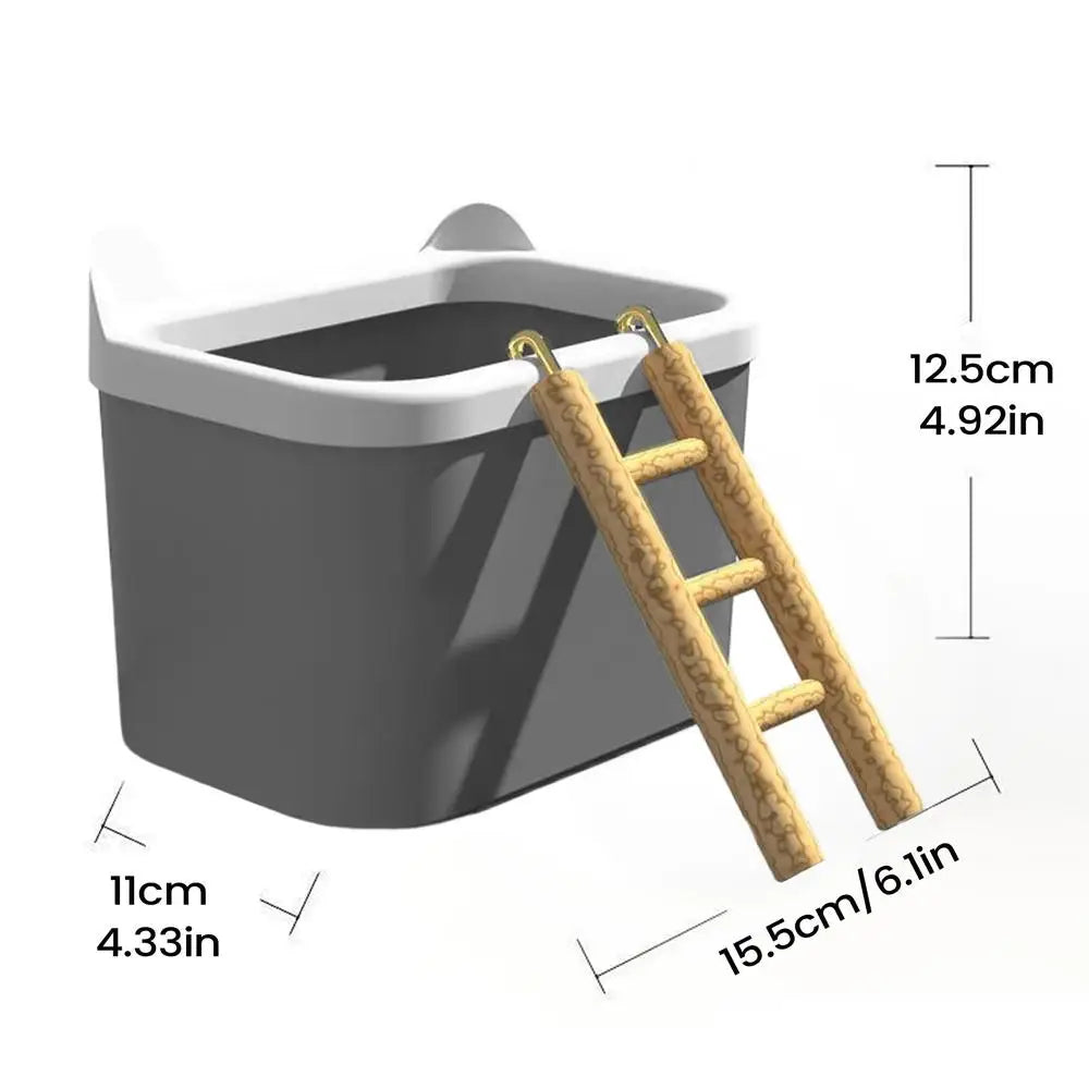 Hamster Sand Bath Box with Ladder | Small Animal Container Small Animal Sand Bath QXL Gray