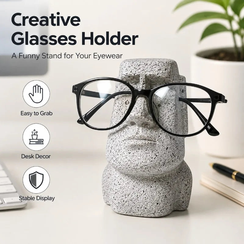 Moai Glasses Holder – Funny Stone-Look Eyewear Desk Stand Eyewear Desk Stand QXL